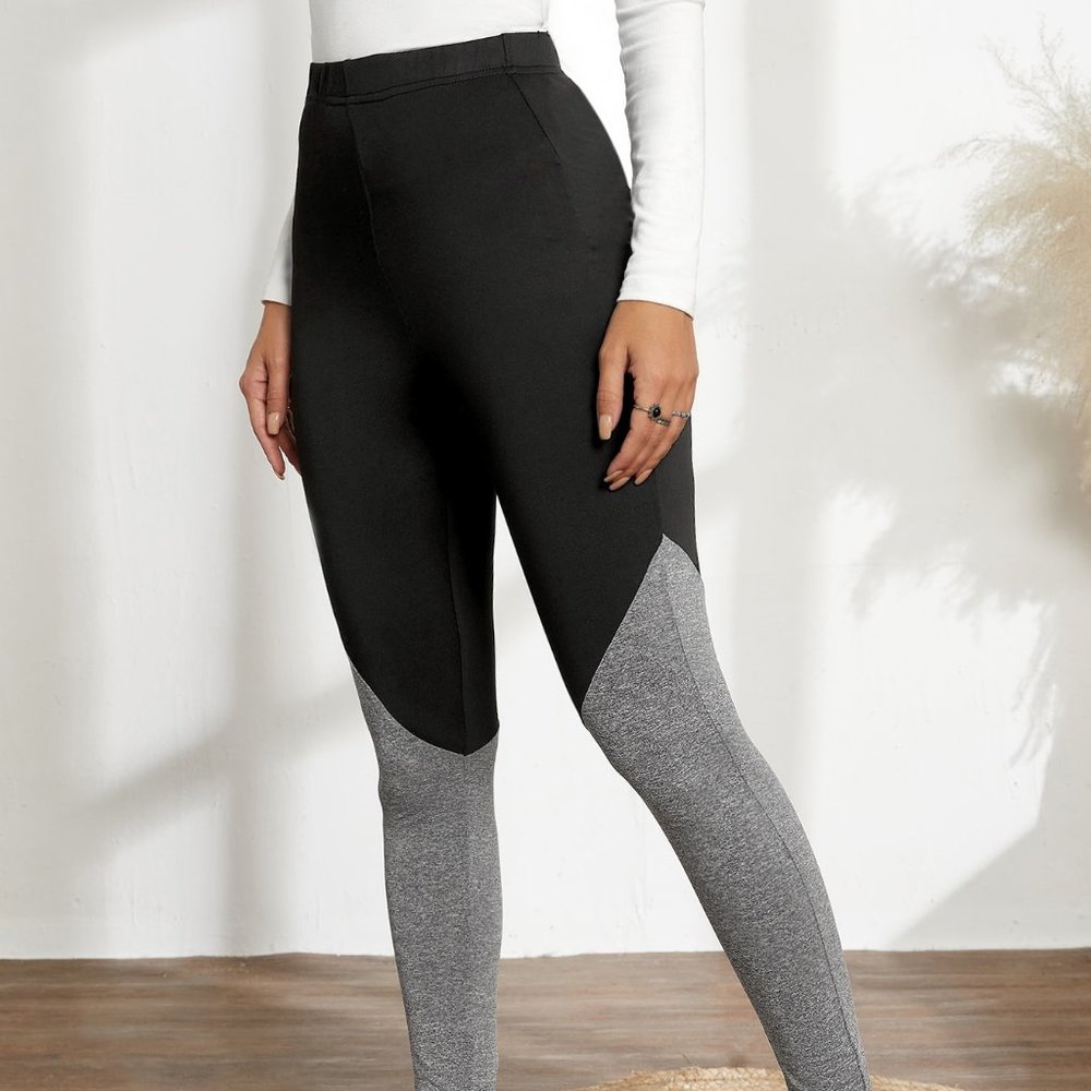 EMERY ROSE Two Tone Elastic Waist Leggings